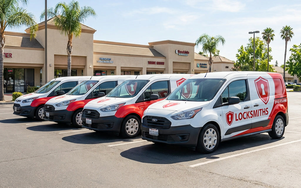 Fleet of Locksmiths service vans serving Sacramento
